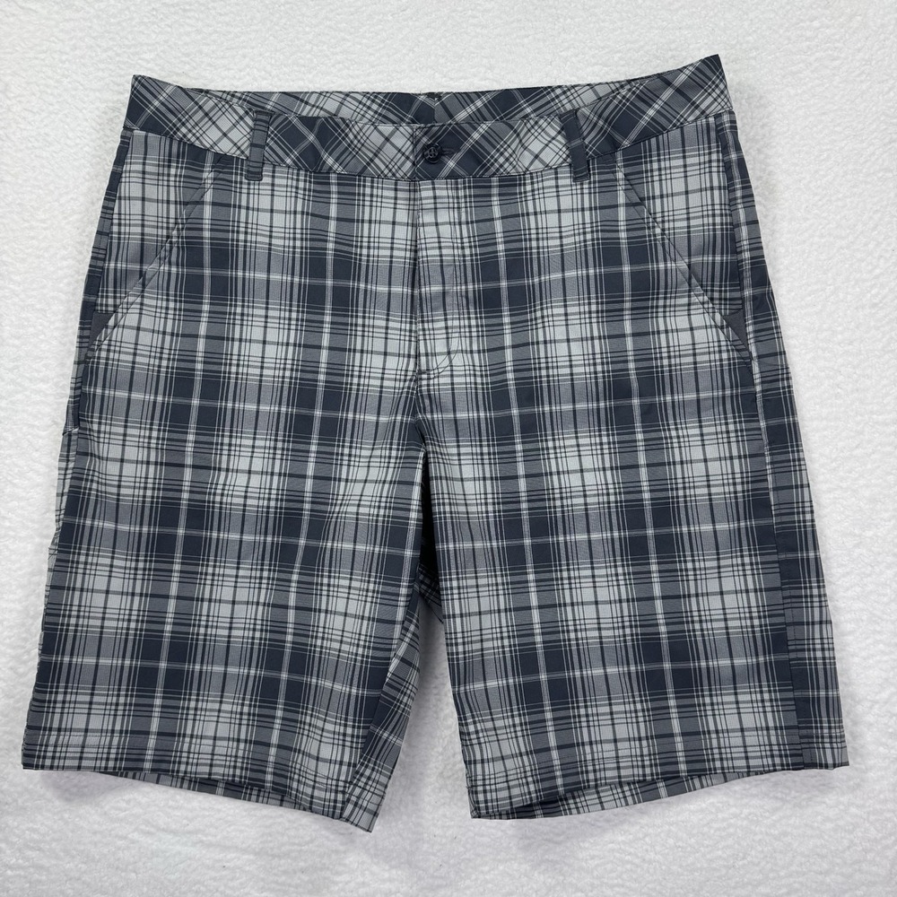Fila‎ Sport Golf Shorts Mens 38 Grey Plaid Performance Stretch Activewear